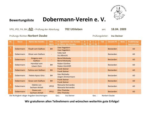 Dobermann-Verein e. V. - Dobermann-Uthleben