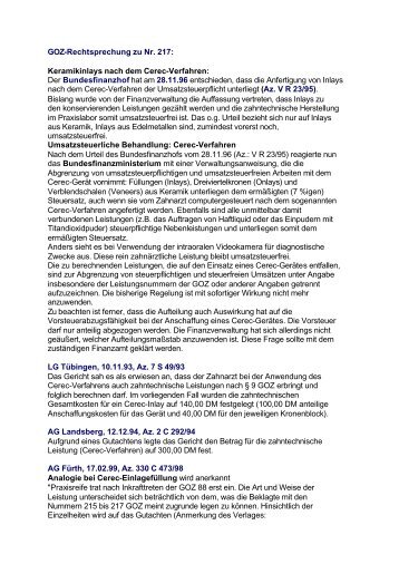 GOZ-Rechtsprechung zu Nr. 217.pdf - Doc-Kullmann