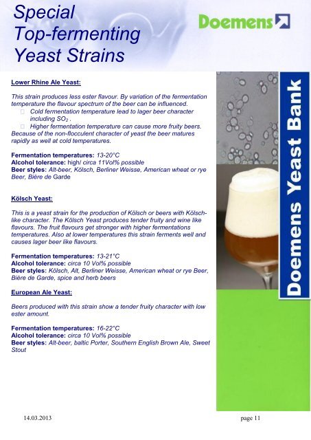 Flocculating yeast - Doemens