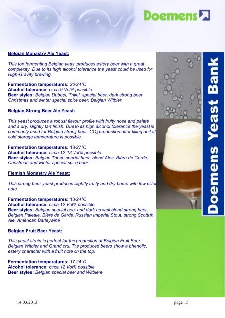 Flocculating yeast - Doemens