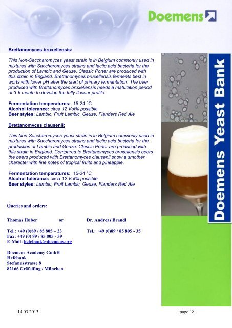 Flocculating yeast - Doemens