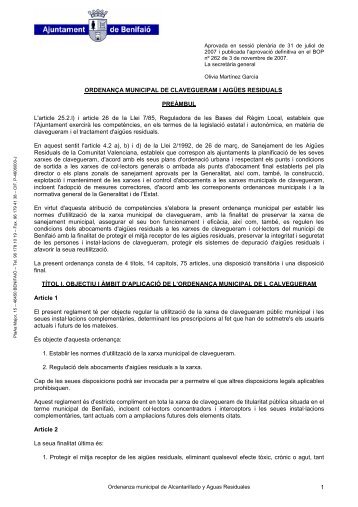 Ordenança municipal de clavegueram i aigües residuals