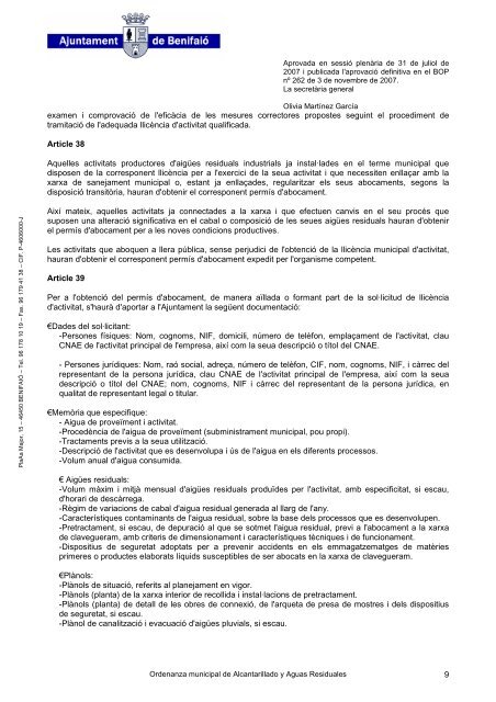 Ordenança municipal de clavegueram i aigües residuals