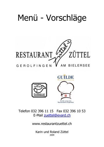 Menü - Restaurant Züttel Gerolfingen