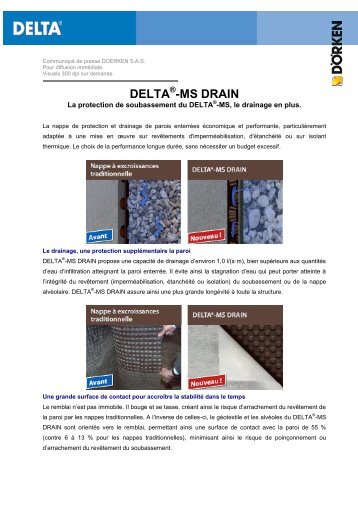DELTA-MS DRAIN, nappe à excroissances drainante spéciale