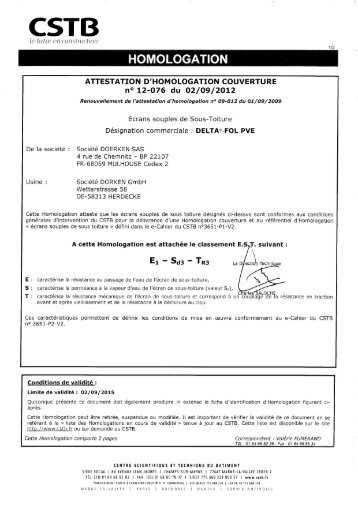 Homologation CSTB (Avis Technique)