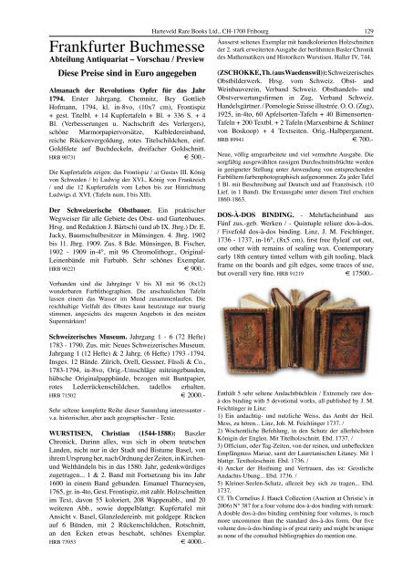 Catalogue 217: CHF 20. - Harteveld Rare Books Ltd.