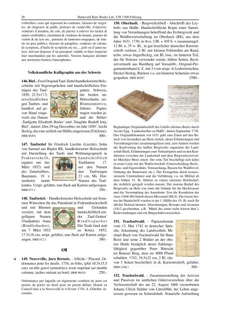 Catalogue 217: CHF 20. - Harteveld Rare Books Ltd.