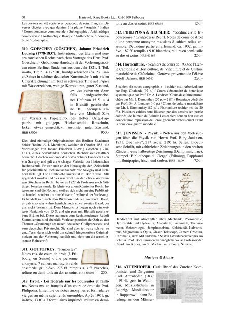 Catalogue 217: CHF 20. - Harteveld Rare Books Ltd.
