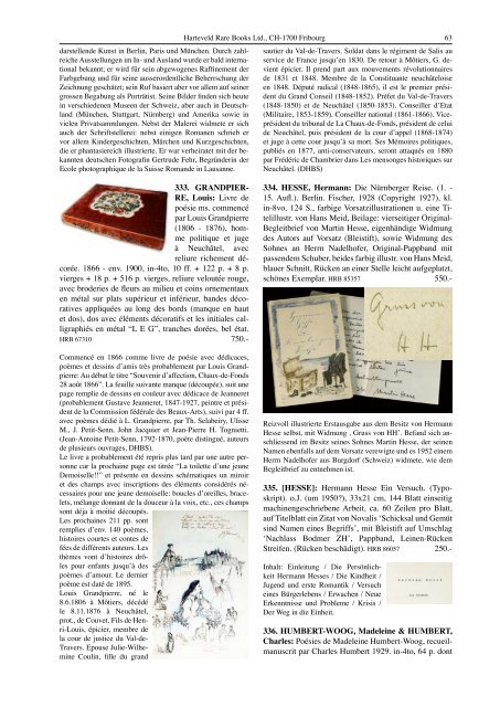 Catalogue 217: CHF 20. - Harteveld Rare Books Ltd.