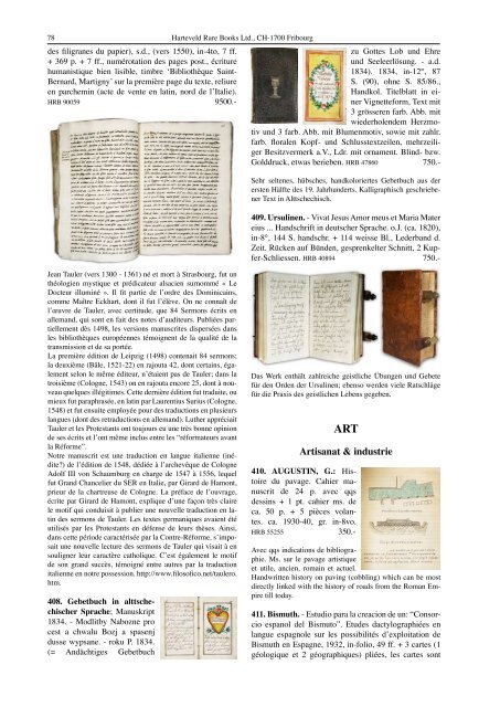 Catalogue 217: CHF 20. - Harteveld Rare Books Ltd.