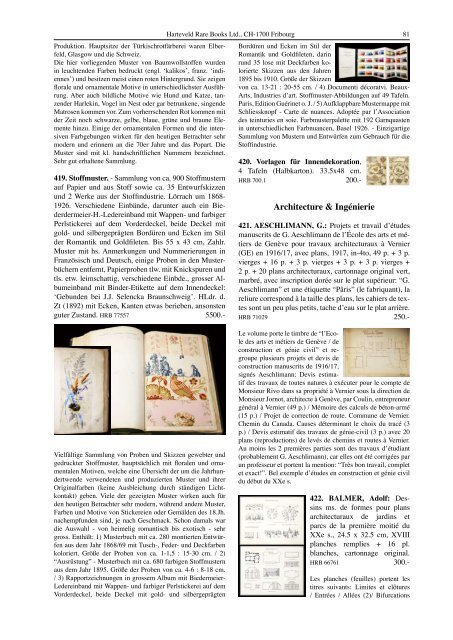 Catalogue 217: CHF 20. - Harteveld Rare Books Ltd.