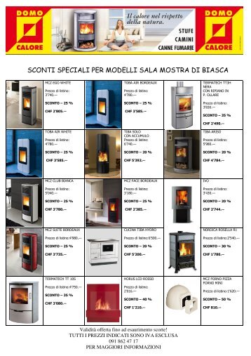 sconti speciali per modelli sala mostra di biasca - Domo Calore Sagl