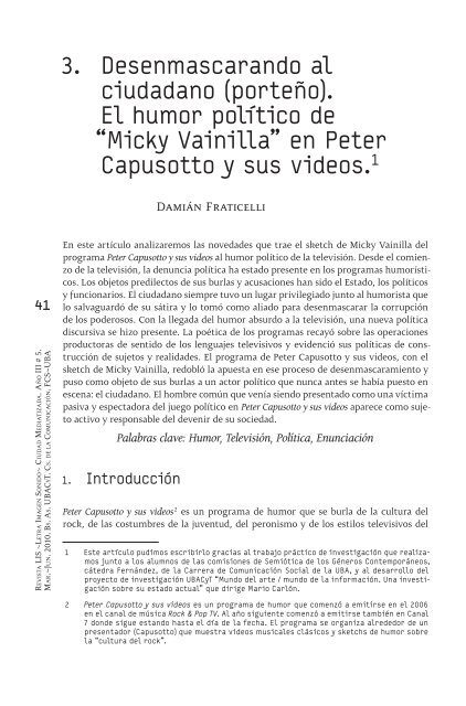 3. Desenmascarando al ciudadano (porteño). El humor político de ...