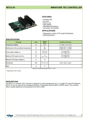 MTCC-01 MINIATURE TEC CONTROLLER