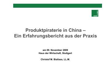 Produktpiraterie in China CMB_Version clean ... - DPMA