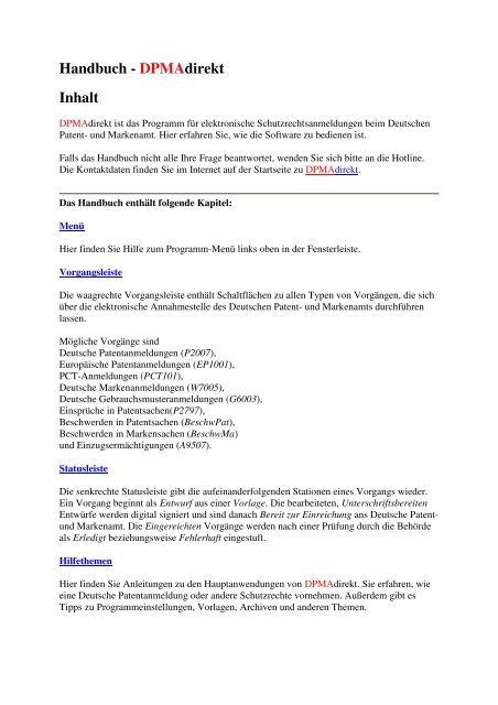 [PDF] Handbuch - DPMAdirekt
