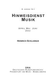 Aufnahmen von Heinrich Schlusnus - Deutsches Rundfunkarchiv