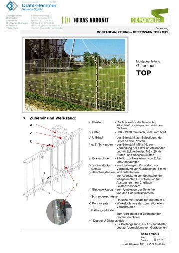 Montageanleitung Gitterzaun TOP-MIDI (831,5 kB) - HERAS ADRONIT