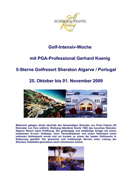 Golf-Intensiv-Woche mit PGA-Professional Gerhard Koenig 5-Sterne ...