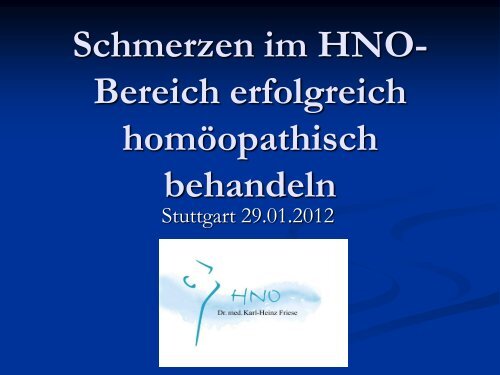 HomÃ¶opathie in der Vertragsarztpraxis - Dr. Karl-Heinz Friese HNO ...