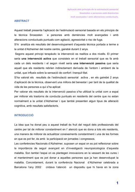 ABSTRACT Aquest treball presenta l'aplicació de l ... - Acra