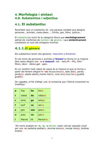 4. Substantius i adjectius, morfologia i sintaxi - Pagina de delfos