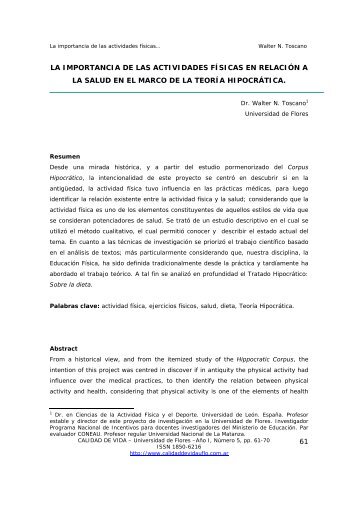 61 la importancia de las actividades físicas en relación ... - cienciared