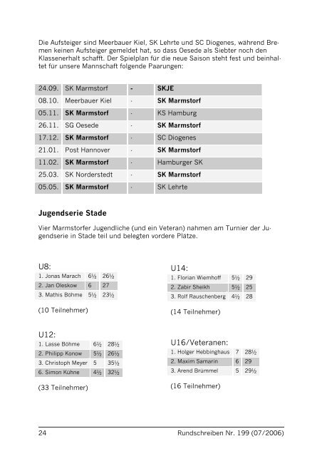 SK Marmstorf im SV Grün-Weiss Harburg Liebe Marmstorfer, die ...