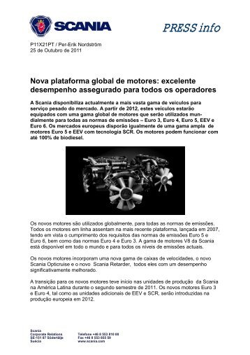 Nova plataforma global de motores: excelente ... - Scania