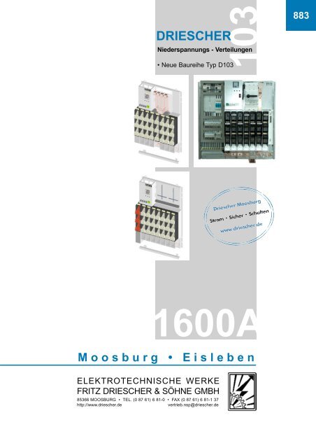 NSP Verteilung Typ D103 - Elektrotechnische Werke Fritz Driescher ...