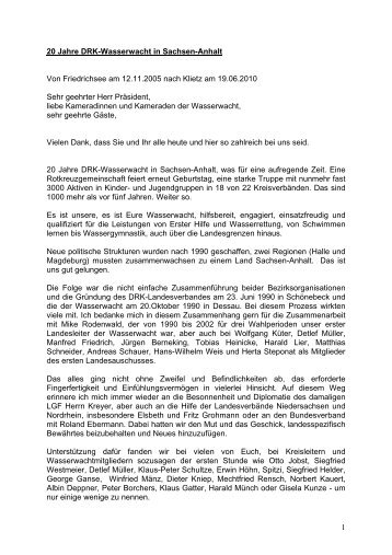 1 20 Jahre DRK-Wasserwacht in Sachsen-Anhalt Von Friedrichsee ...