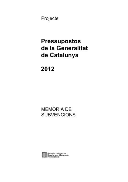 Memòria de subvencions - Generalitat de Catalunya