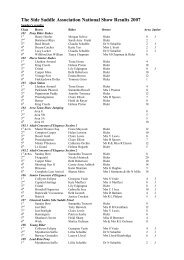 The Side Saddle Association National Show Results 2007