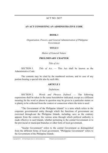 Act No. 2657, December 31, 1916 - Official Gazette of the Republic ...