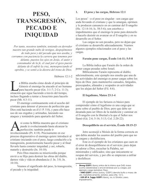 Peso Transgresión Pecado E Iniquidad Ministerios