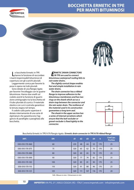 BOCCHETTA ERMETIC IN TPE PER MANTI BITUMINOSI - Impertek