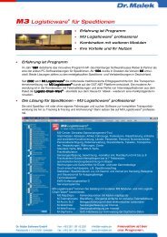M3 Logisticware® für Speditionen - Dr. Malek Software GmbH