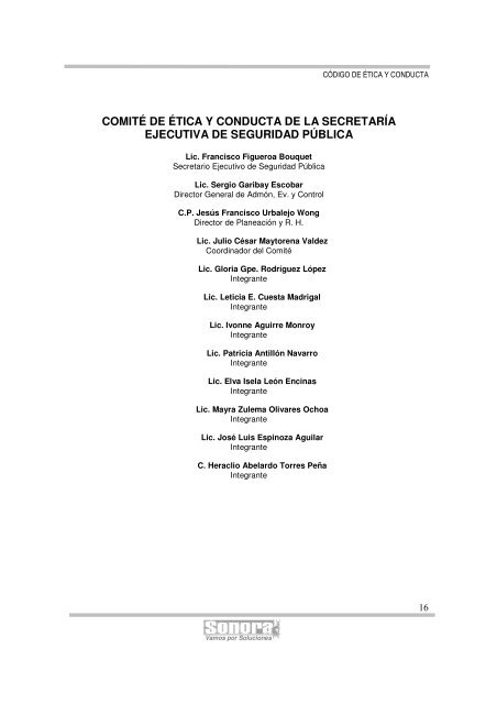 Codigo de Etica y Conducta - Gobierno del Estado de Sonora