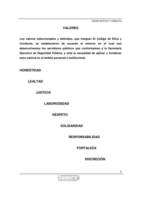 Codigo de Etica y Conducta - Gobierno del Estado de Sonora