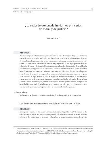 ¿La regla de oro puede fundar los principios de moral y de justicia?