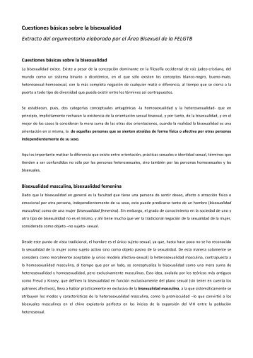 Cuestiones básicas sobre la bisexualidad Extracto del argumentario ...