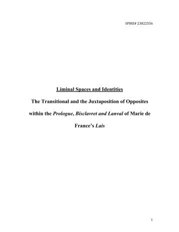 Liminal Spaces and Identities The Transitional and the Juxtaposition ...