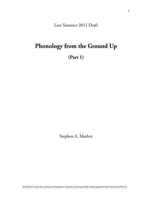 Phonology From The Ground Up - University of North Dakota