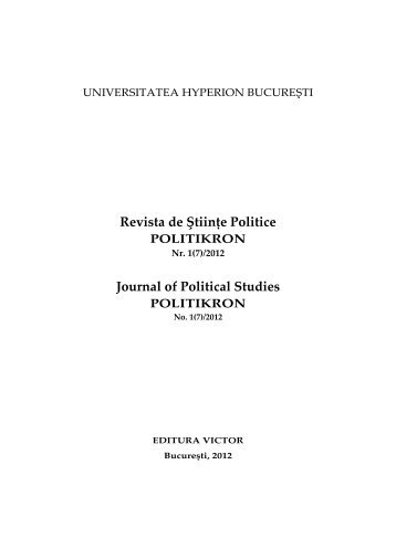 Revista de Ştiinţe Politice Journal of Political Studies - ultimaora