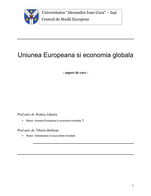 Uniunea Europeana si economia globala - Centrul de Studii ...