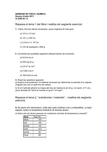 Química_ 3r ESO B i C_ Deures d'estiu _ 2011