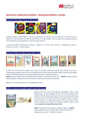 selecció de llibres per vacances - Macmillan Infantil y Juvenil
