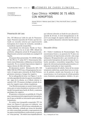 Caso Clínico: HOMBRE DE 75 AÑOS CON HEMOPTISIS - Revista ...