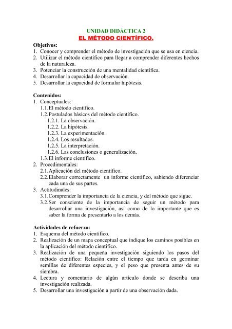 UNIDAD DIDÁCTICA 2 EL MÉTODO CIENTÍFICO